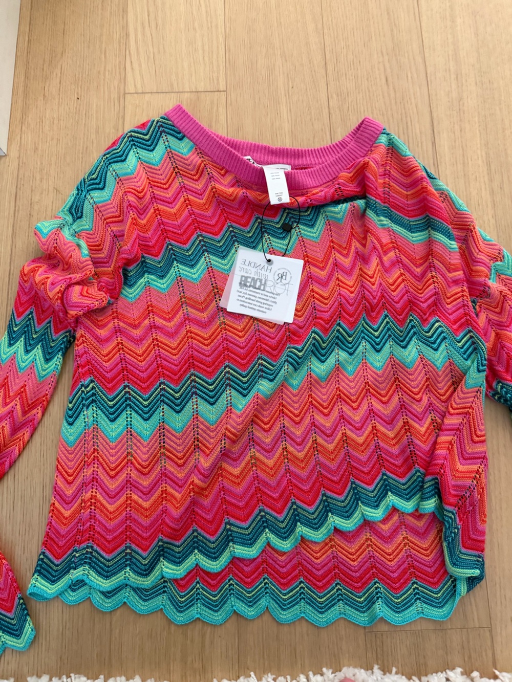 Beach Riot women’s Multicolor Chevron Knit Top & shorts- Pink, Coral, Teal, Aqua